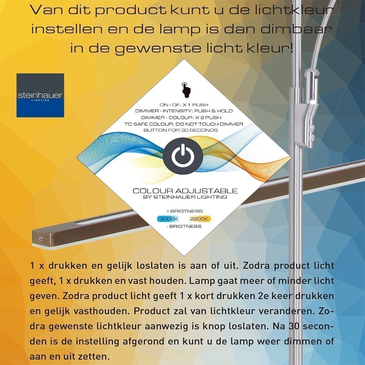 Staalkleurige hanglamp Zelena 7971ST – LED hanglamp 155 cm met instelbare lichtkleur - Afbeelding 3