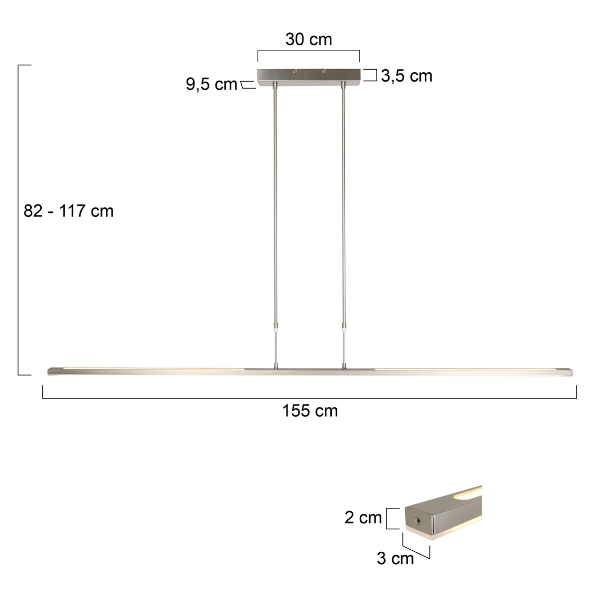 Staalkleurige hanglamp Zelena 7971ST – LED hanglamp 155 cm met instelbare lichtkleur - Afbeelding 10