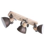 Industriële plafondlamp Gearwood 3-lichts antraciet met hout