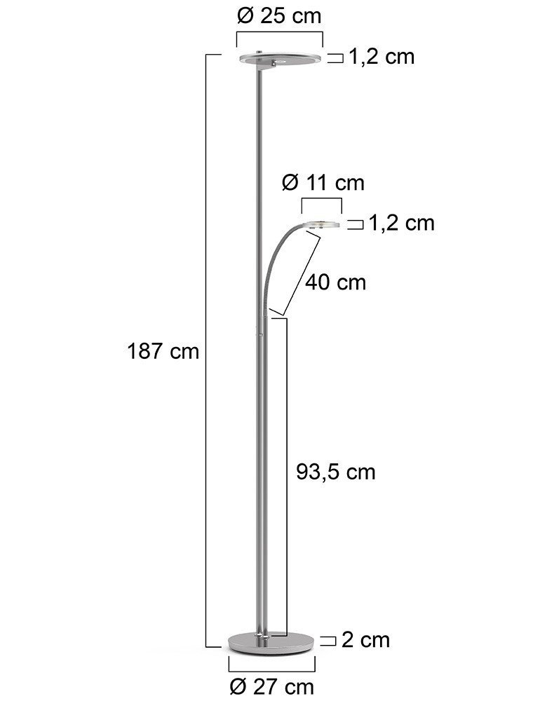 Vloerlamp Turound 2988ST staal met helder glas - Afbeelding 9