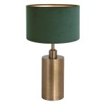 Tafellamp brons met groene velours kap 7310br