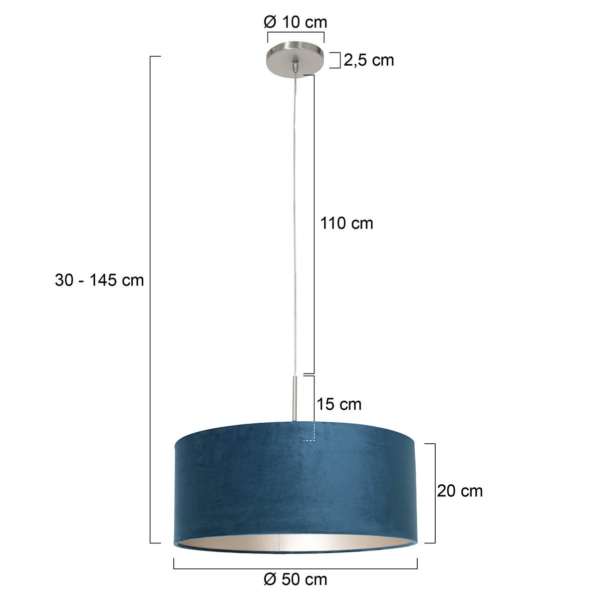 Hanglamp Sparkled Light 3602ST+K1066ZS Staal-Fluweel Blauw - Afbeelding 7