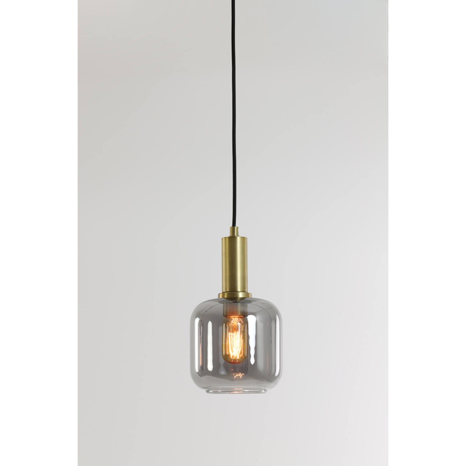 Hanglamp Ø21x37 cm LEKAR antiek brons+smoke glas - Afbeelding 2