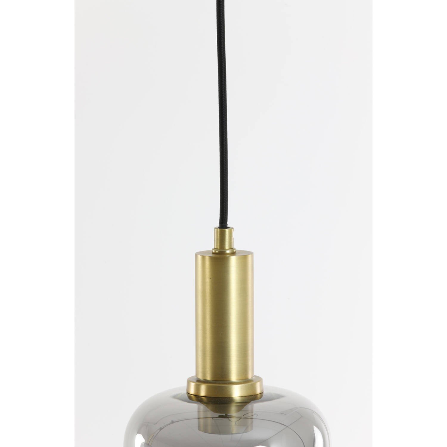 Hanglamp Ø21x37 cm LEKAR antiek brons+smoke glas - Afbeelding 3
