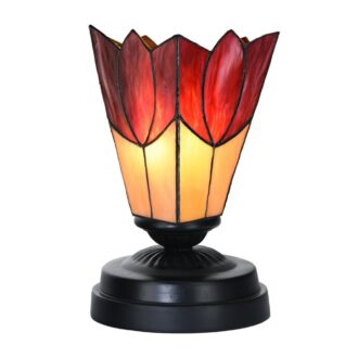 Tiffany lage tafellamp zwart met Fleur de Vanneau "Kievitsbloem"
