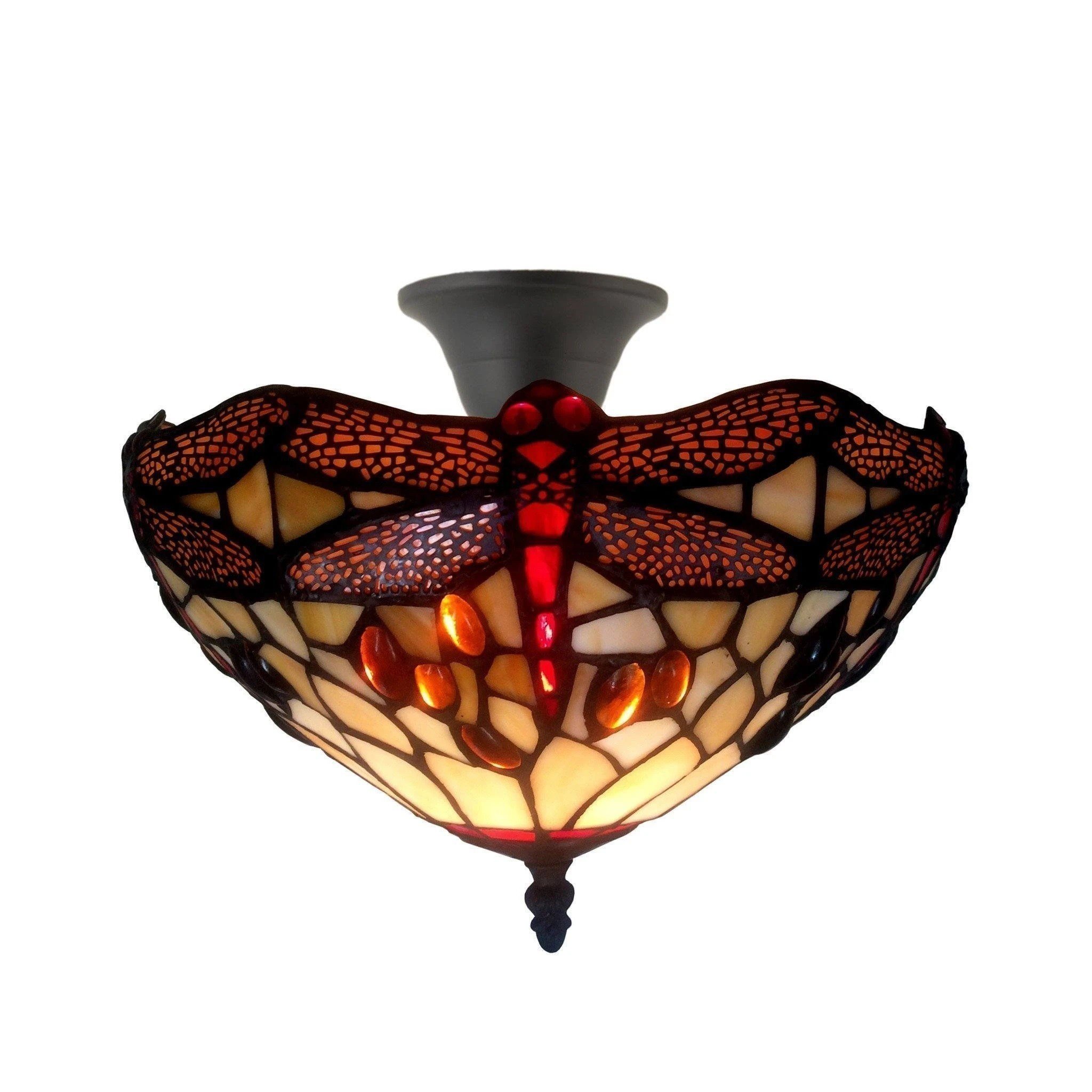 Tiffany Plafondlamp ⌀30cm Beige Dragonfly - 96 - Afbeelding 2