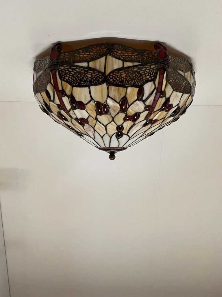 Tiffany plafondlamp ⌀49cm Beige Dragonfly 80 - Afbeelding 11