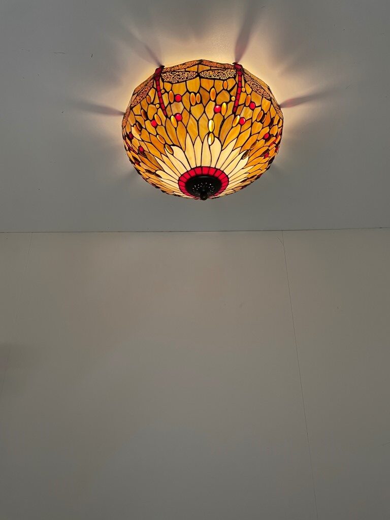 Tiffany plafondlamp ⌀49cm Beige Dragonfly 80 - Afbeelding 7