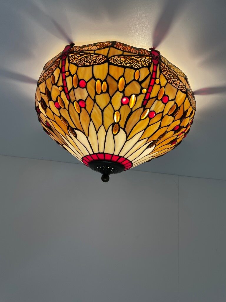 Tiffany plafondlamp ⌀49cm Beige Dragonfly 80 - Afbeelding 6