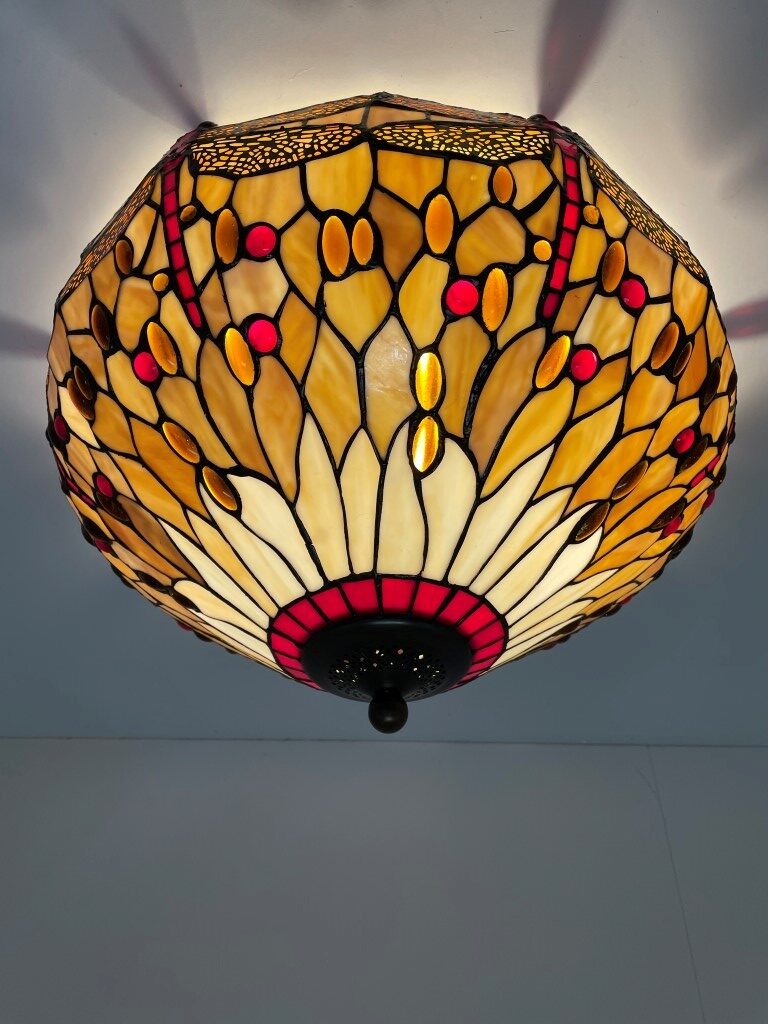 Tiffany plafondlamp ⌀49cm Beige Dragonfly 80 - Afbeelding 3