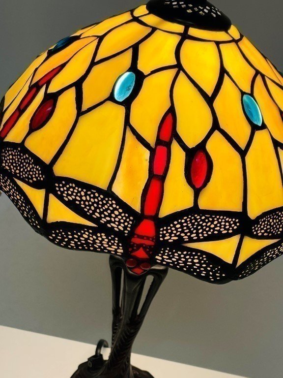 Tiffany tafellamp Dragonfly beige - P32 - Afbeelding 4