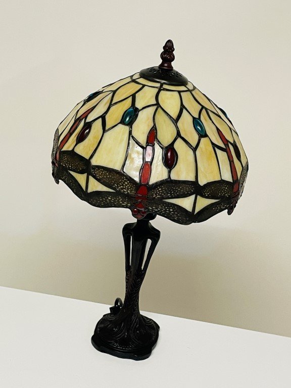 Tiffany tafellamp Dragonfly beige - P32 - Afbeelding 6