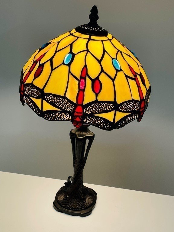 Tiffany tafellamp Dragonfly beige - P32 - Afbeelding 3