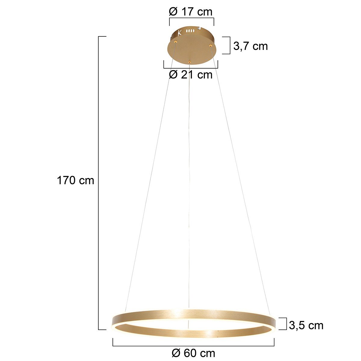 Hanglamp Ringlux 60cm Goud - Afbeelding 8