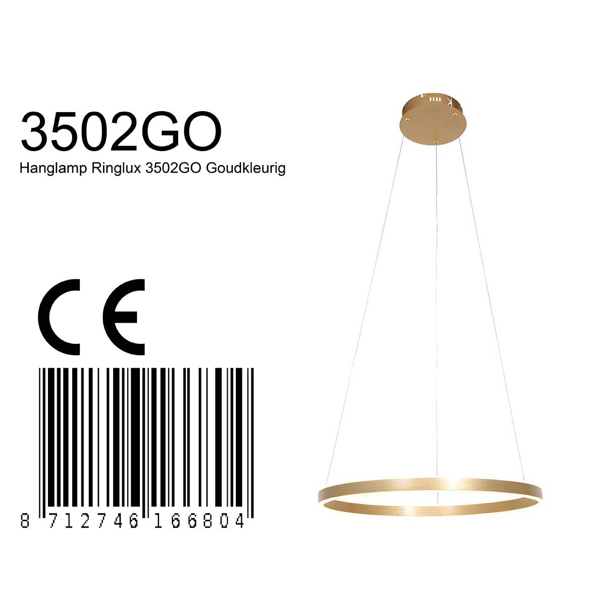 Hanglamp Ringlux 60cm Goud - Afbeelding 9