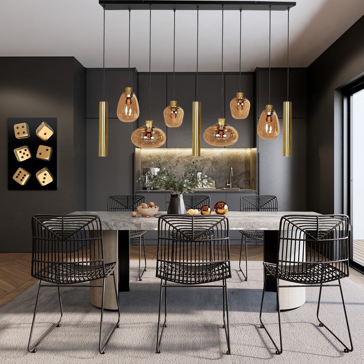 Hanglamp Reflexion Messing met 3 lichtkokers GU10 - Afbeelding 2