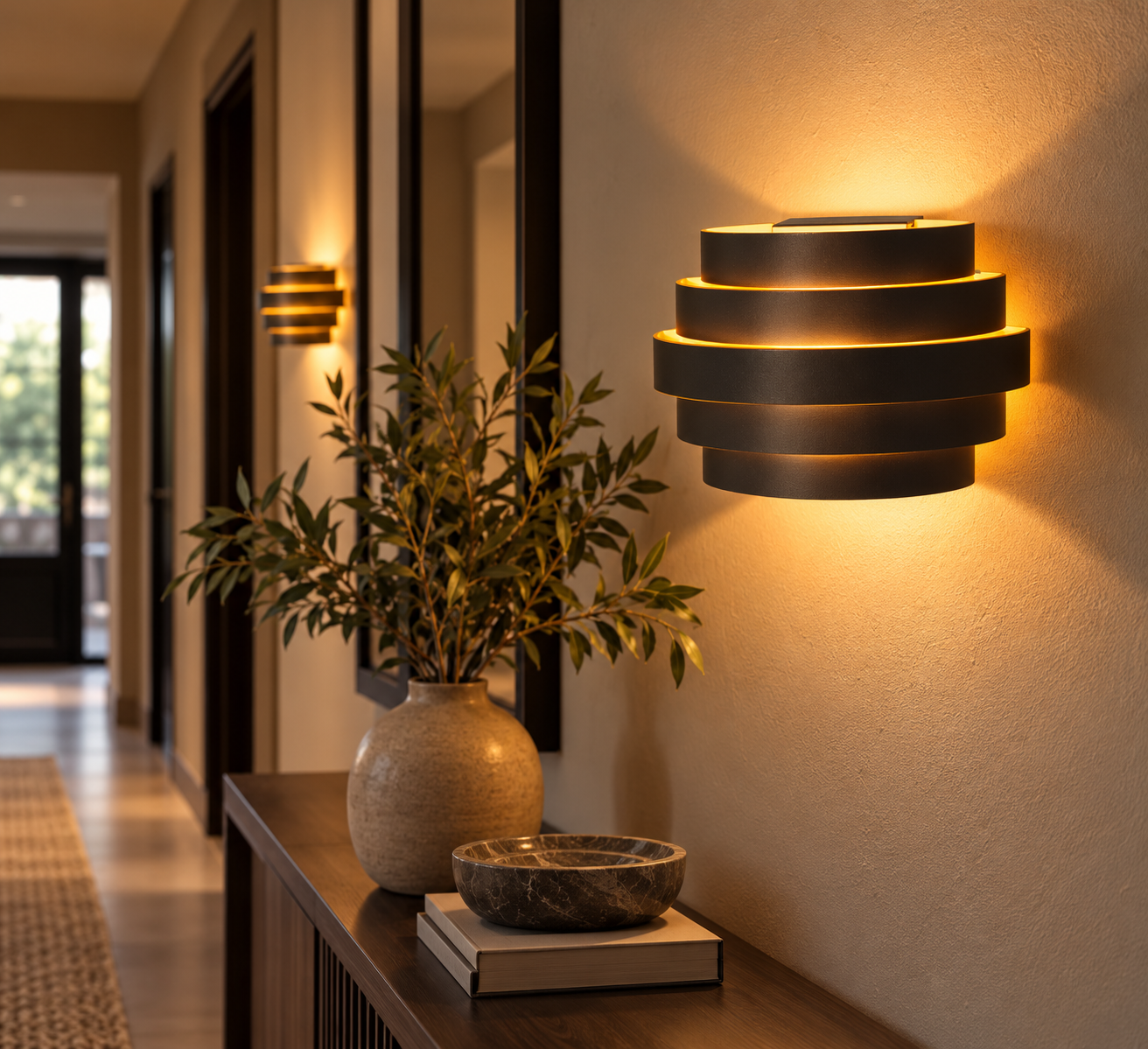Wandlamp Scudo zwart met goud 20 cm - Afbeelding 2