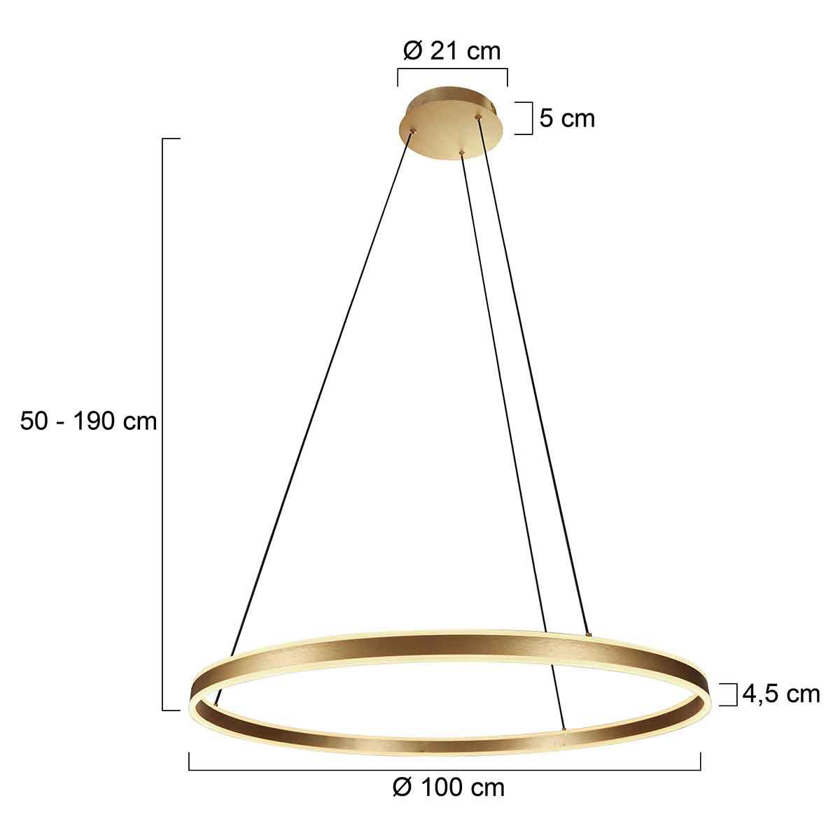 Hanglamp Ringlux 3676GO Goud – Dimbare LED ringlamp Ø100 cm met up- en downlight - Afbeelding 4