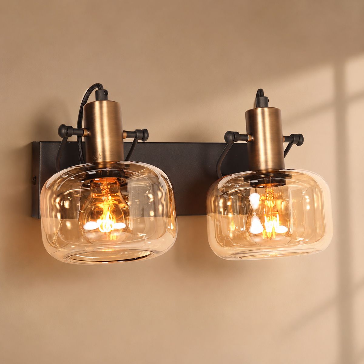 Wandlamp Glaslic 3865BR Brons met amber glas - Afbeelding 16