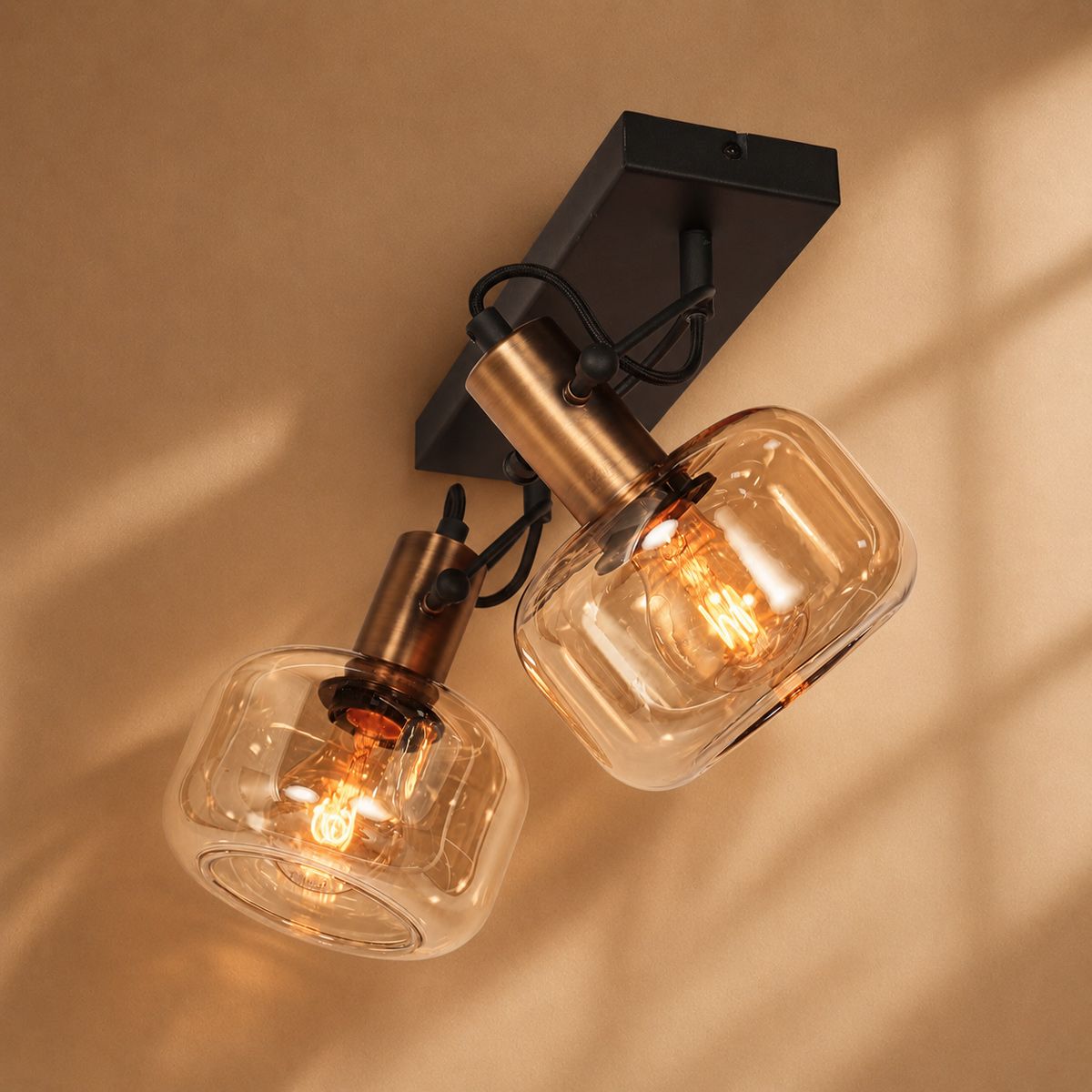Wandlamp Glaslic 3865BR Brons met amber glas - Afbeelding 15