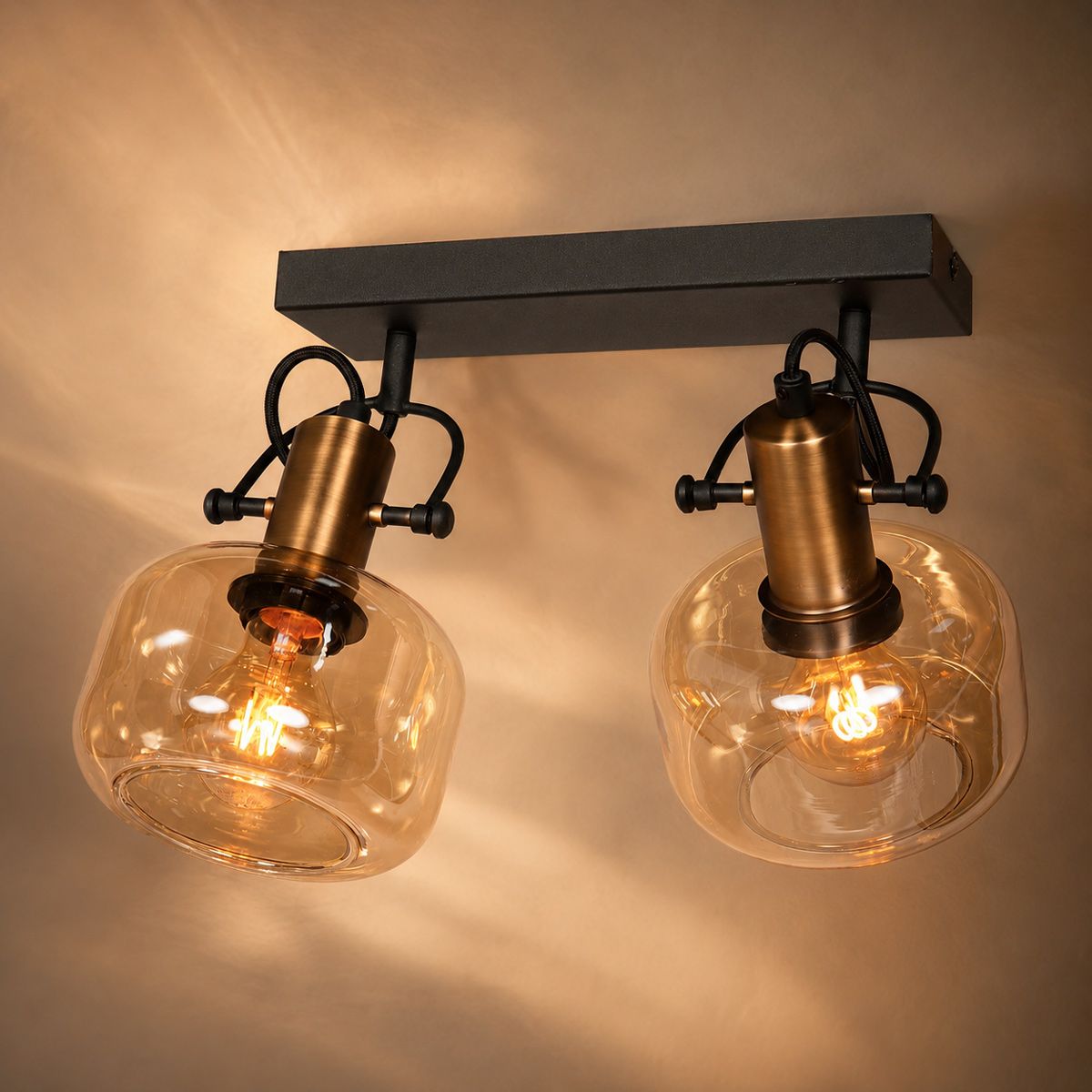 Wandlamp Glaslic 3865BR Brons met amber glas - Afbeelding 14