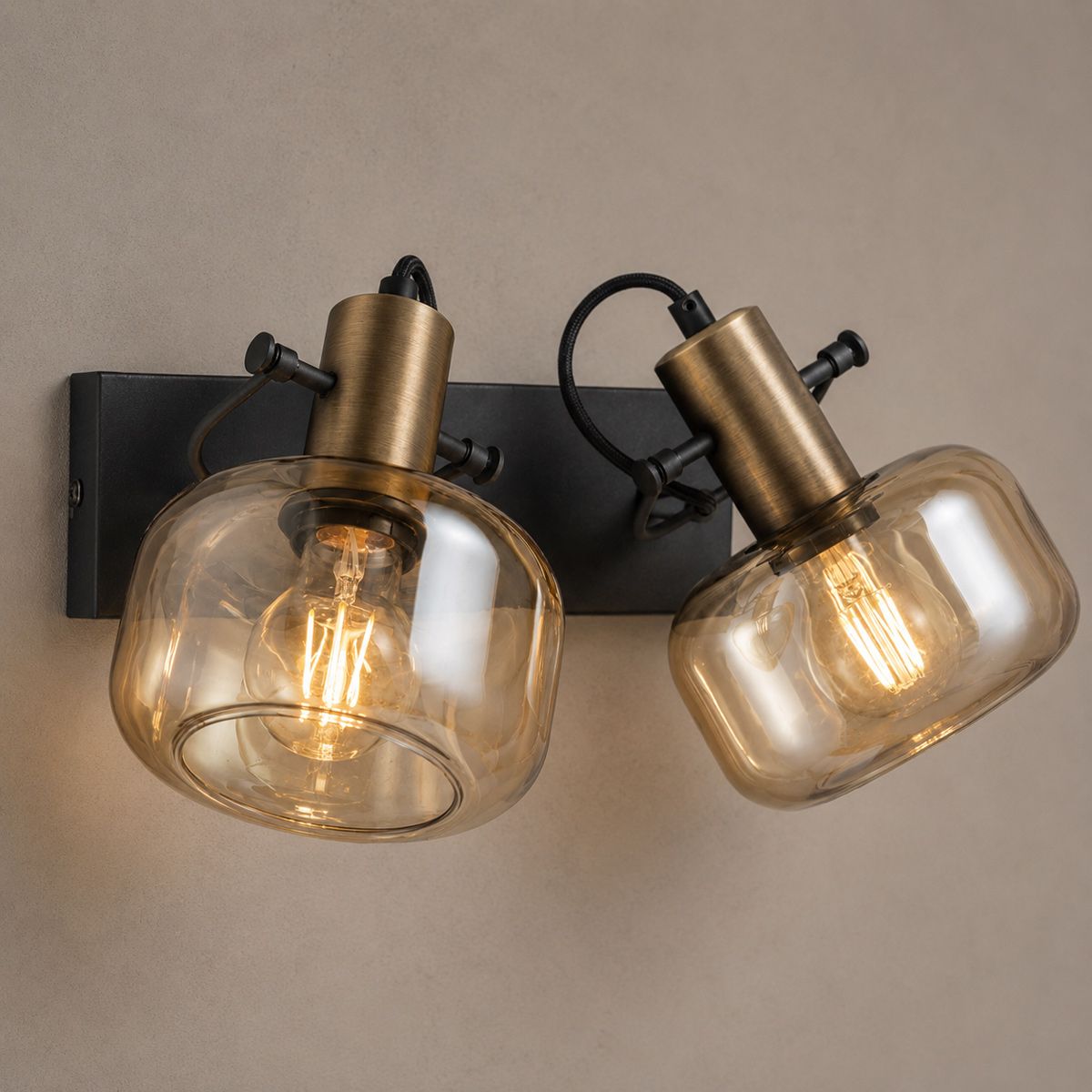 Wandlamp Glaslic 3865BR Brons met amber glas - Afbeelding 13