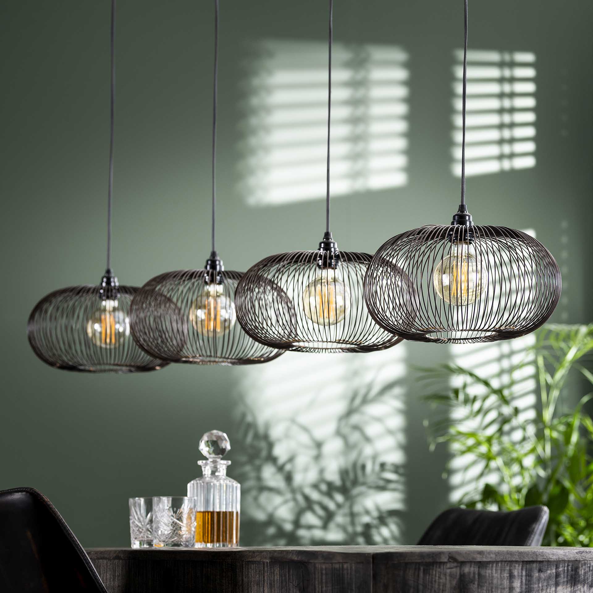 Hanglamp 4 x 35 cm disk wire copper twist - Afbeelding 2
