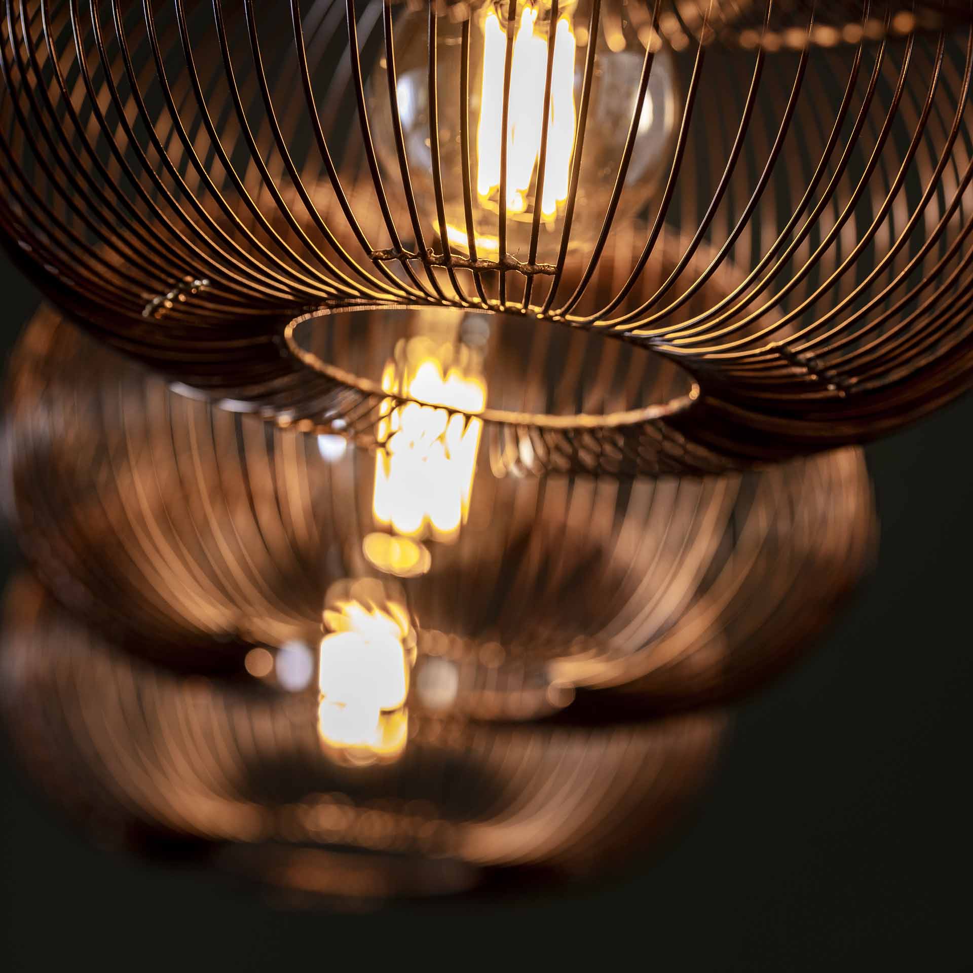 Hanglamp 4 x 35 cm disk wire copper twist - Afbeelding 3