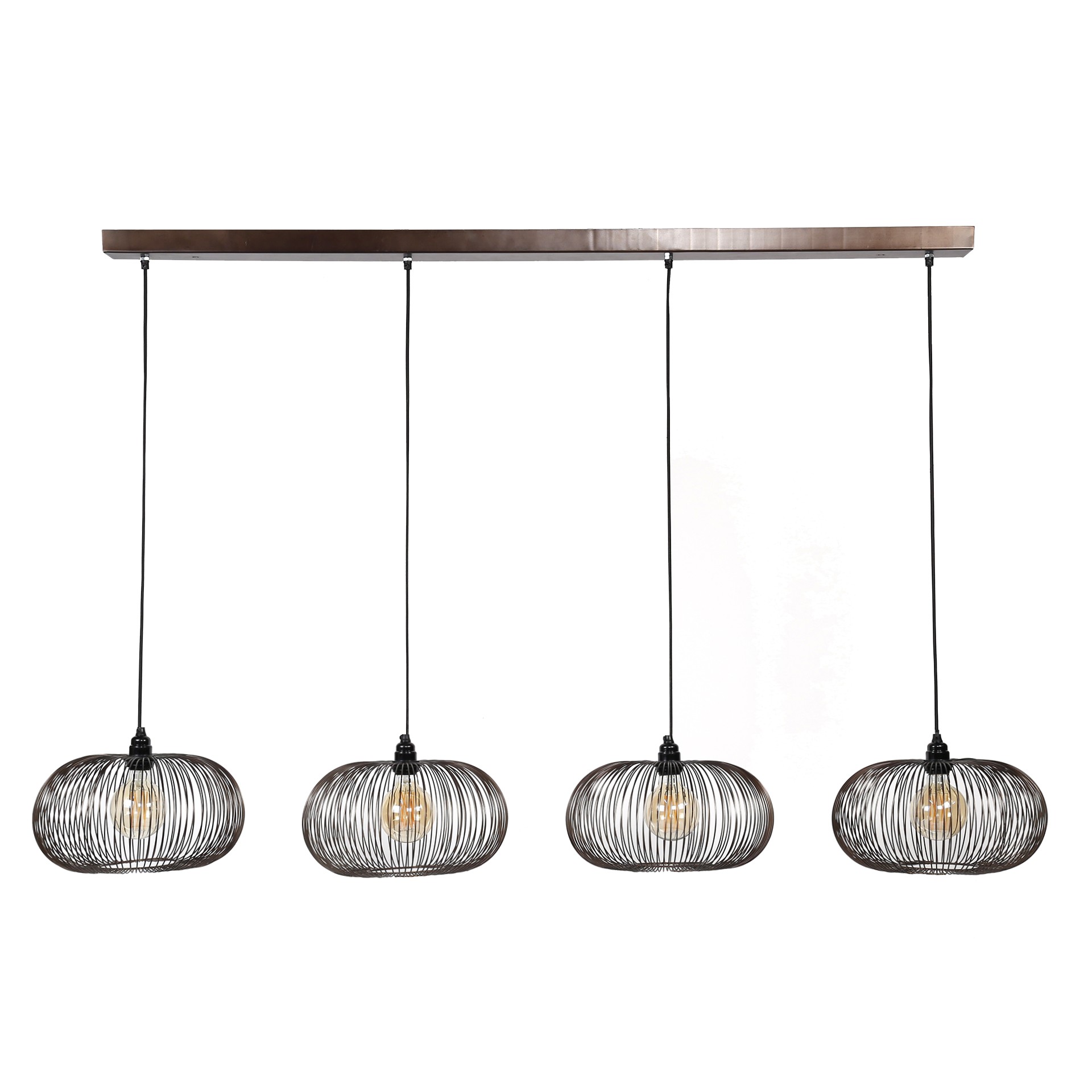 Hanglamp 4 x 35 cm disk wire copper twist - Afbeelding 6