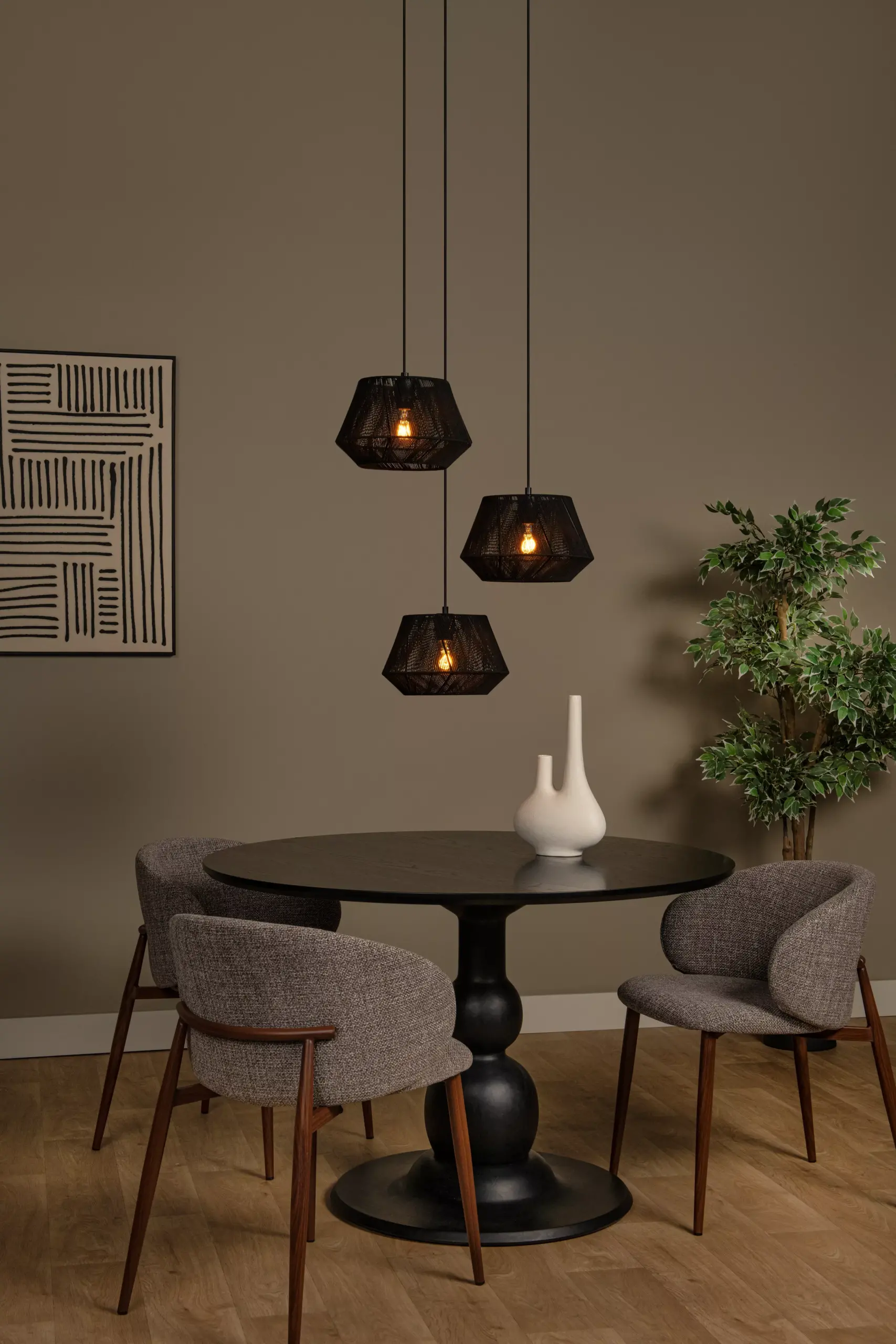 Lucide JESSICA - Hanglamp - Ø 35,5 cm - 3xE27 - Zwart - Afbeelding 2