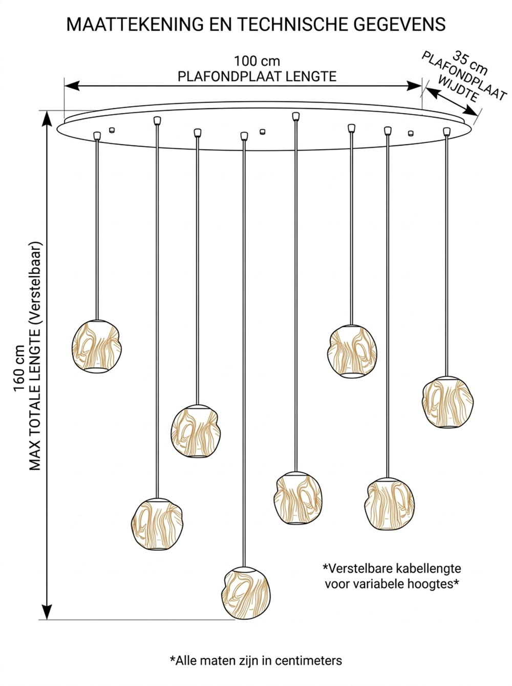 Hanglamp Melina 8 lichts ovaal - Afbeelding 5