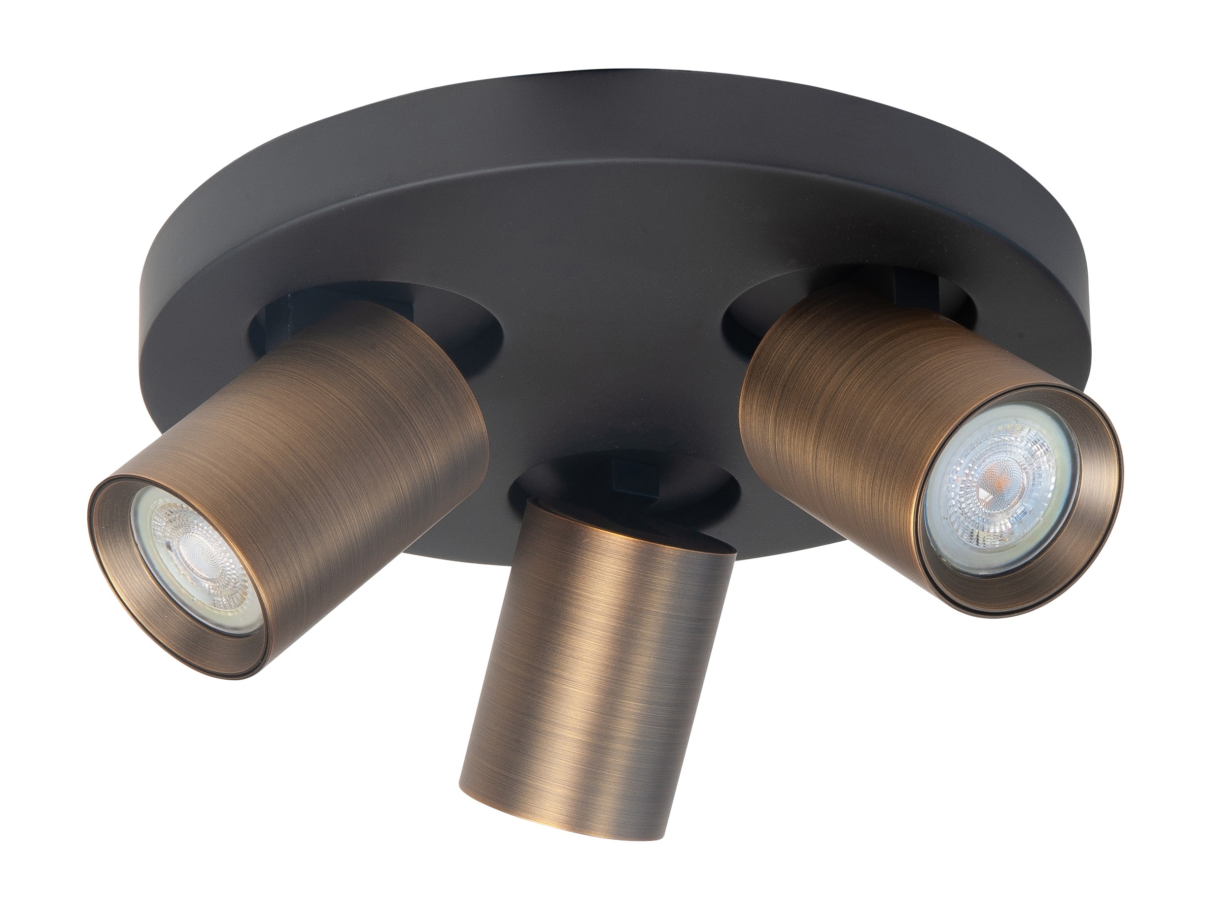 Spot Oliver 3 lichts rond zwart/brons
