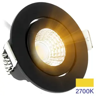 Led inbouwspot 2700k 450L 60gr dimbaar + driver CRI95 IP54 kantelbaar kleur zwart 62x23mm zaag 55mm