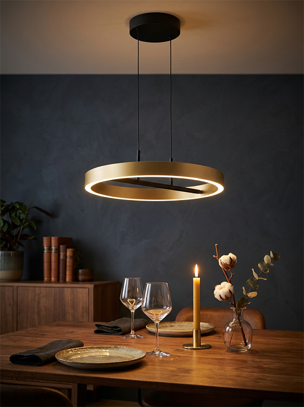 Hanglamp Freelight Livello – Ø40cm, 32W LED, Zwart/Goud, Dimbaar - Afbeelding 2