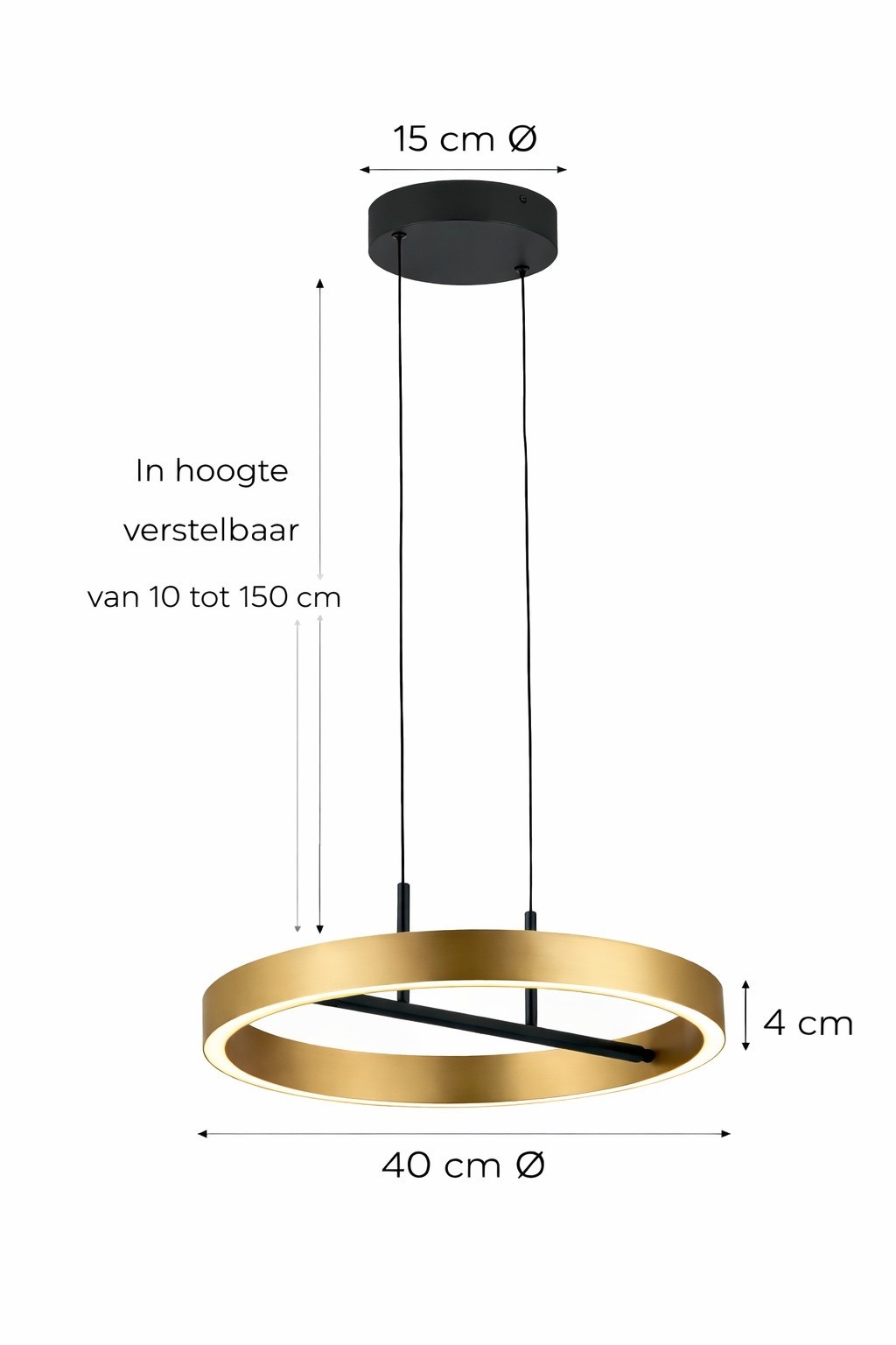 Hanglamp Freelight Livello – Ø40cm, 32W LED, Zwart/Goud, Dimbaar - Afbeelding 4