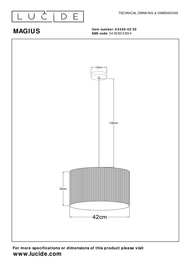 Lucide MAGIUS - Hanglamp - Ø 42 cm - 1xE27 - Naturel - Afbeelding 9