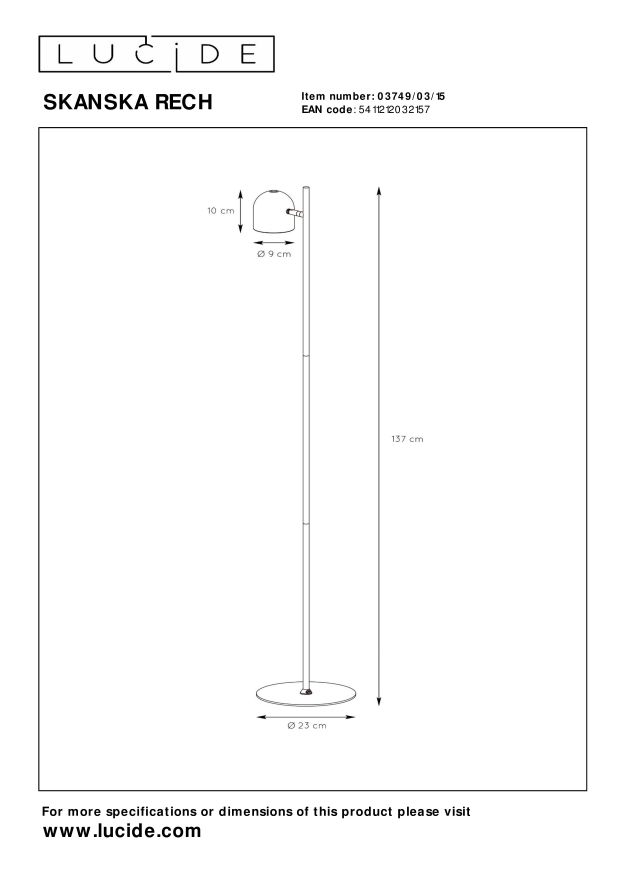 Lucide SKANSKA RECH - Oplaadbare Vloerlamp Binnen/Buiten - Accu/Batterij - Ø 23 cm - LED Dimb. - 1x3W 3000K/6000K - IP44 - Grijs ijzer - Afbeelding 5