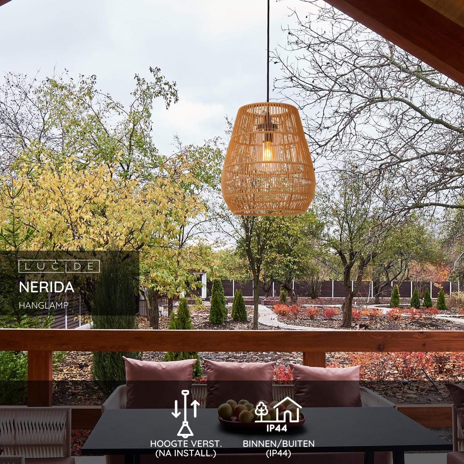 Lucide NERIDA - Hanglamp Binnen/Buiten - Ø 35 cm - 1xE27 - IP44 - Naturel - Afbeelding 3
