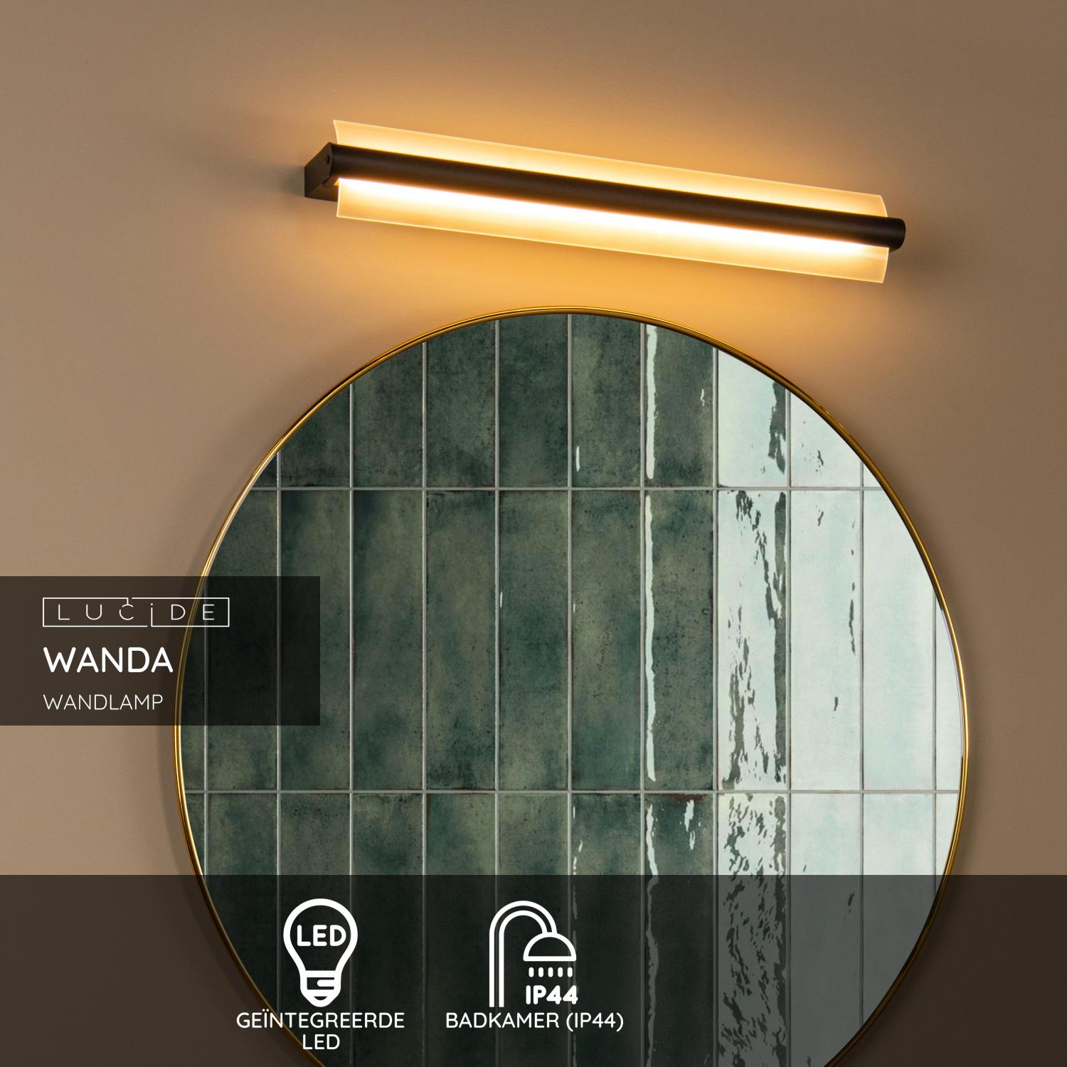 DILUMEN wandlamp badkamer met schakelaar 40cm, roestvrij staal, kristal acryl, wandlamp badkamer led 10w 1100lm neutraal wit 4000K, spiegellamp badkamer, badkamerlamp wand modern IP44 waterdicht