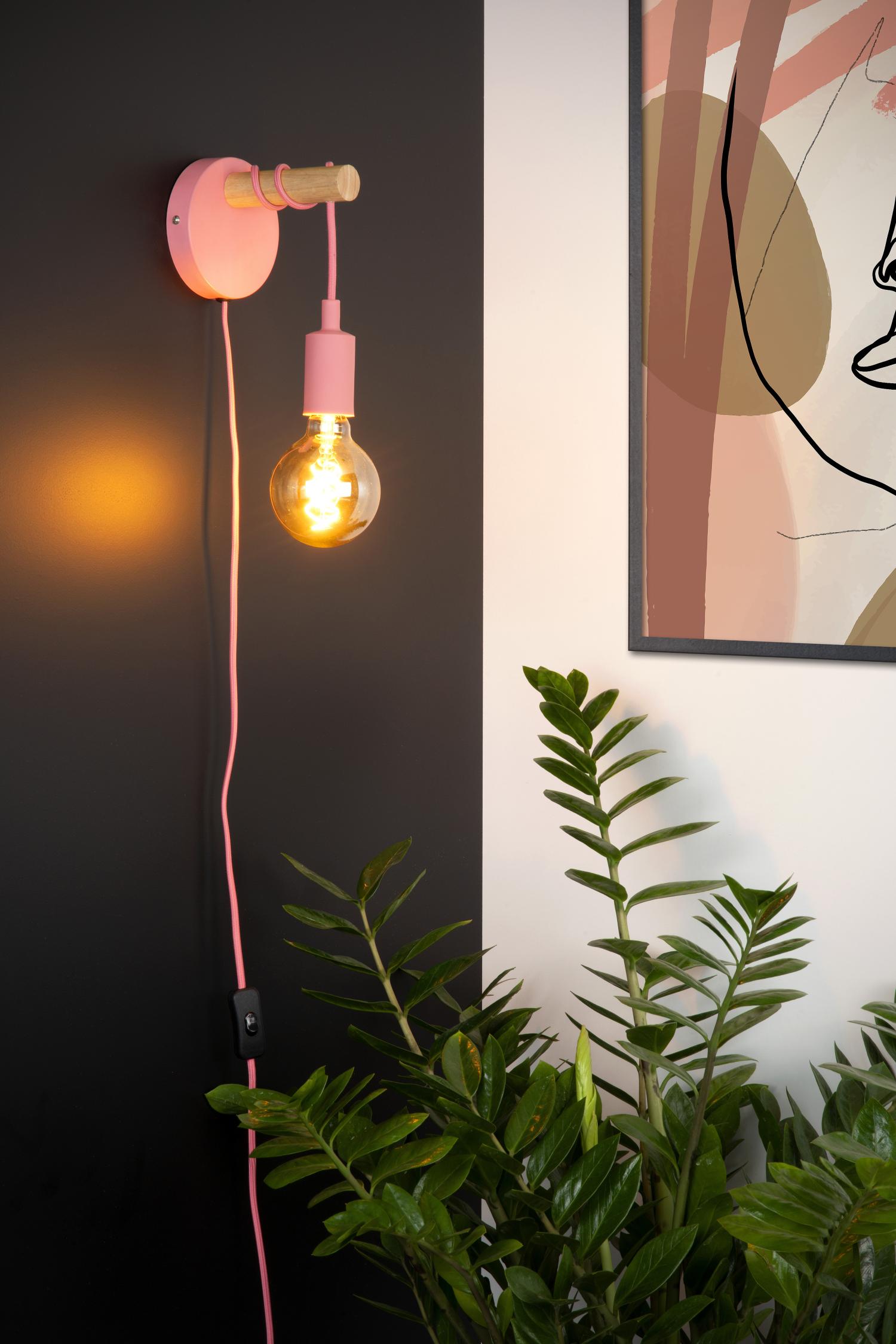 Lucide POLA - Wandlamp Kinderkamer - Ø 12 cm - 1xE27 - Roze - Afbeelding 4