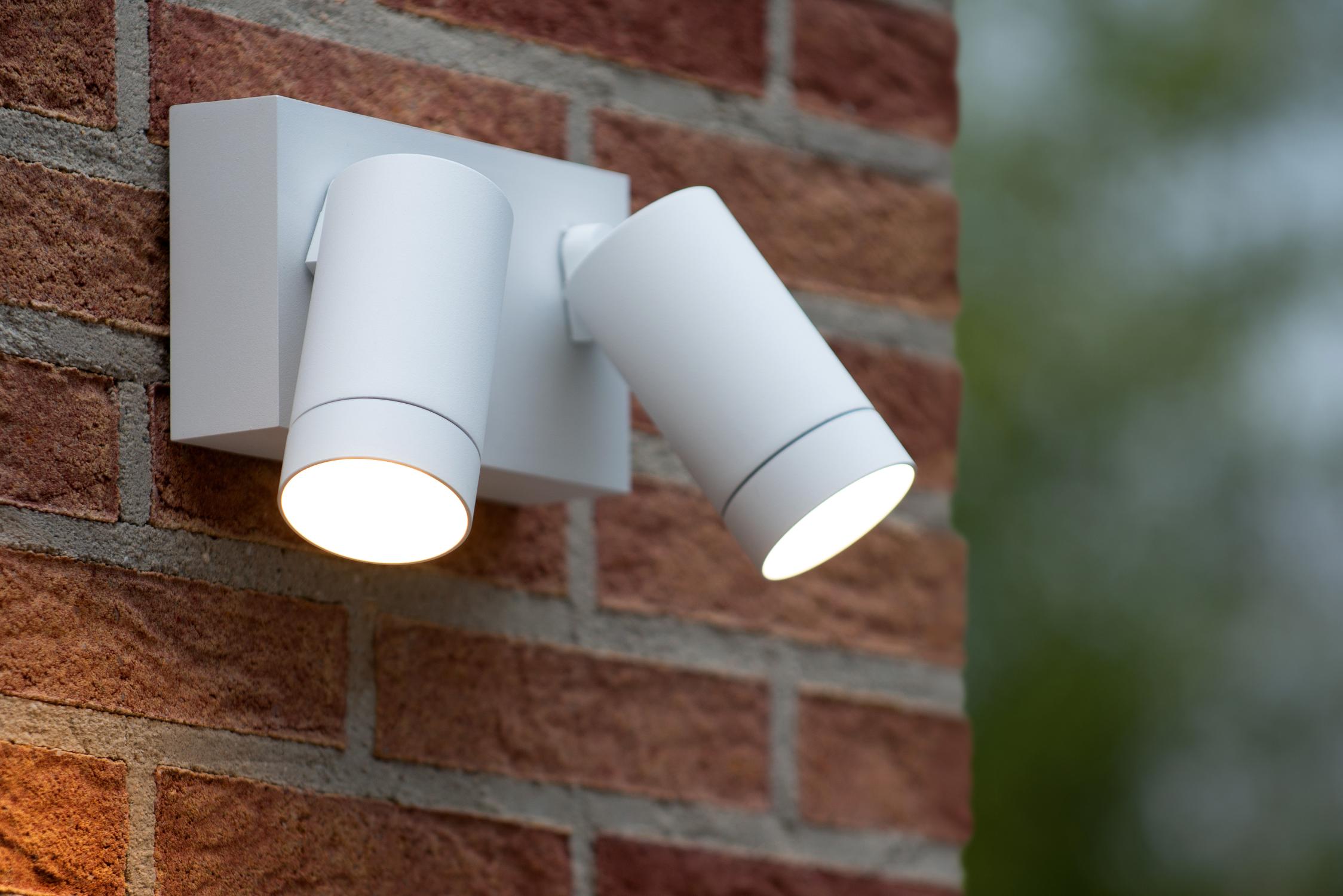 Lucide TAYLOR - Wandspot / Wandlamp Binnen/Buiten - 2xGU10 - IP54 - Beweging & dag/nacht sensor - Wit - Afbeelding 4