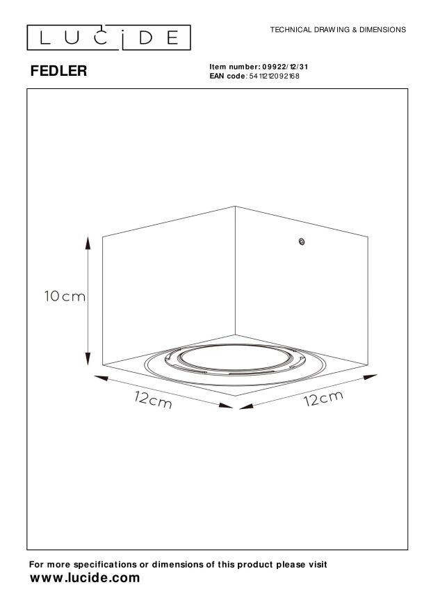Lucide FEDLER - Plafondspot - LED Dim to warm - GU10 (ES111) - 1x12W 2200K/3000K - Wit - Afbeelding 7