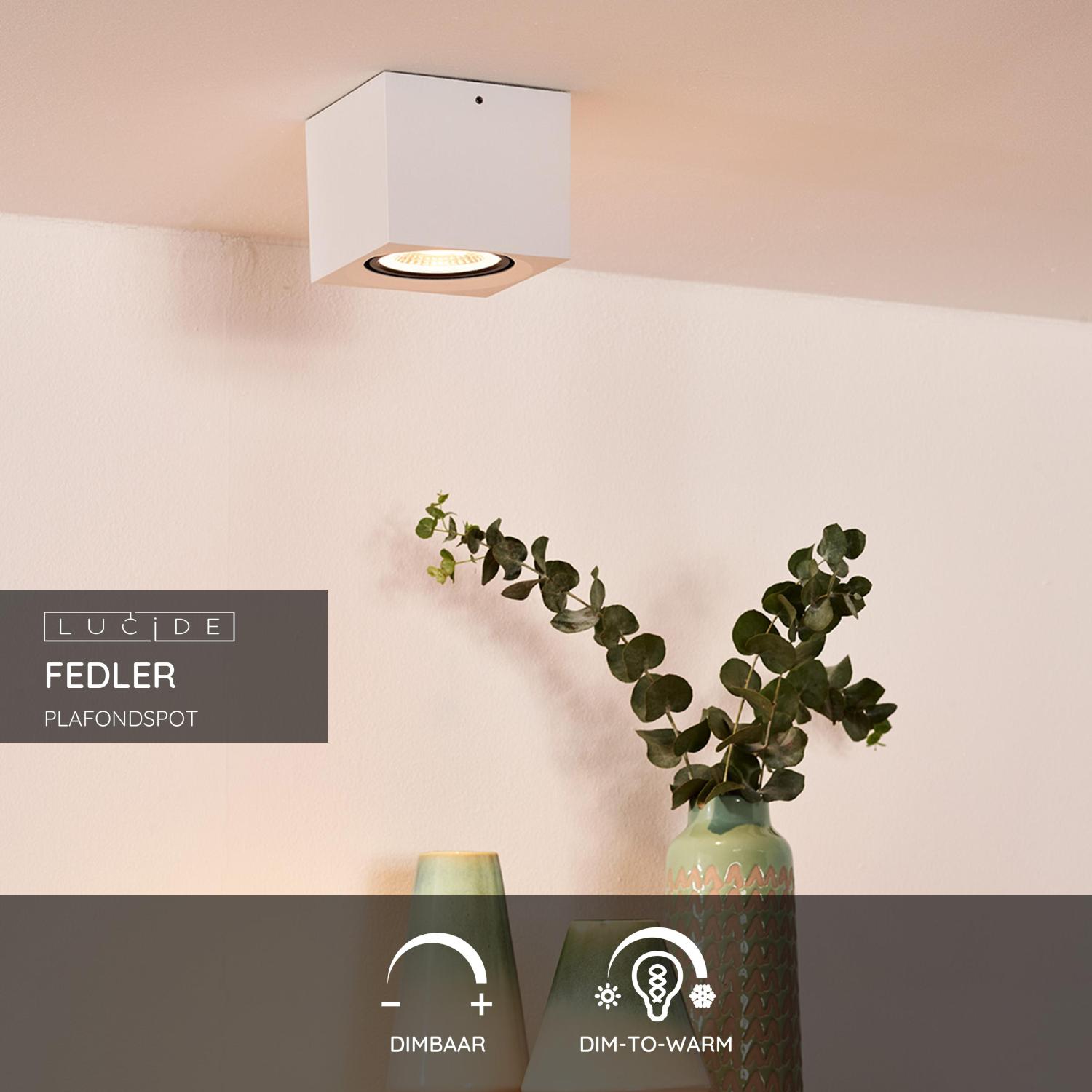 Lucide FEDLER - Plafondspot - LED Dim to warm - GU10 (ES111) - 1x12W 2200K/3000K - Wit - Afbeelding 3