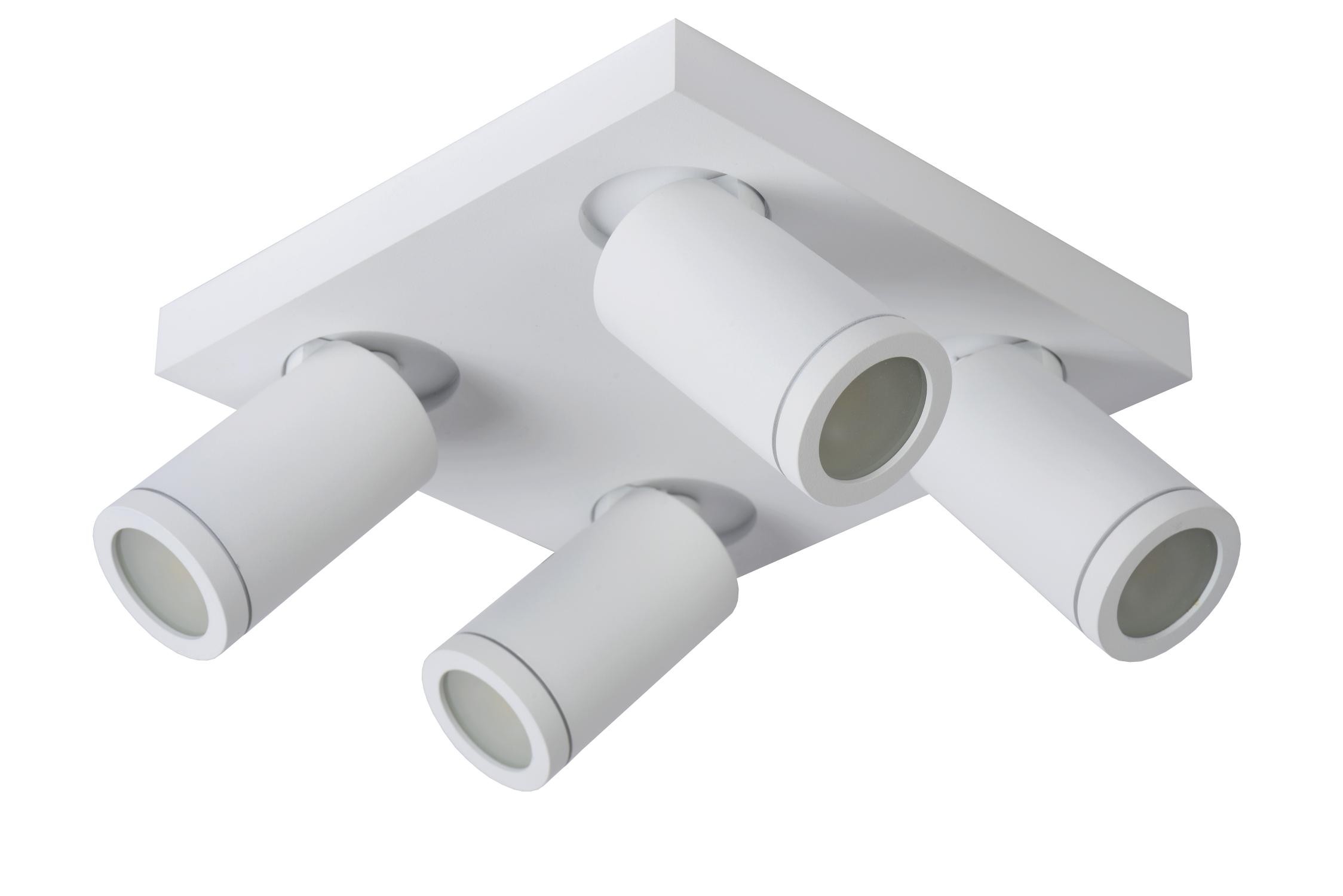 Lucide TAYLOR - Plafondspot Badkamer - LED Dim to warm - GU10 - 4x5W 2200K/3000K - IP44 - Wit - Afbeelding 2