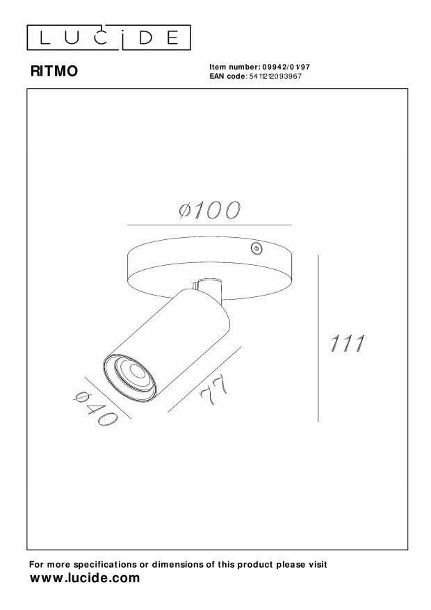 Lucide RITMO - Plafondspot - Ø 10 cm - 1xGU10 (MR11) - Roest bruin - Afbeelding 4