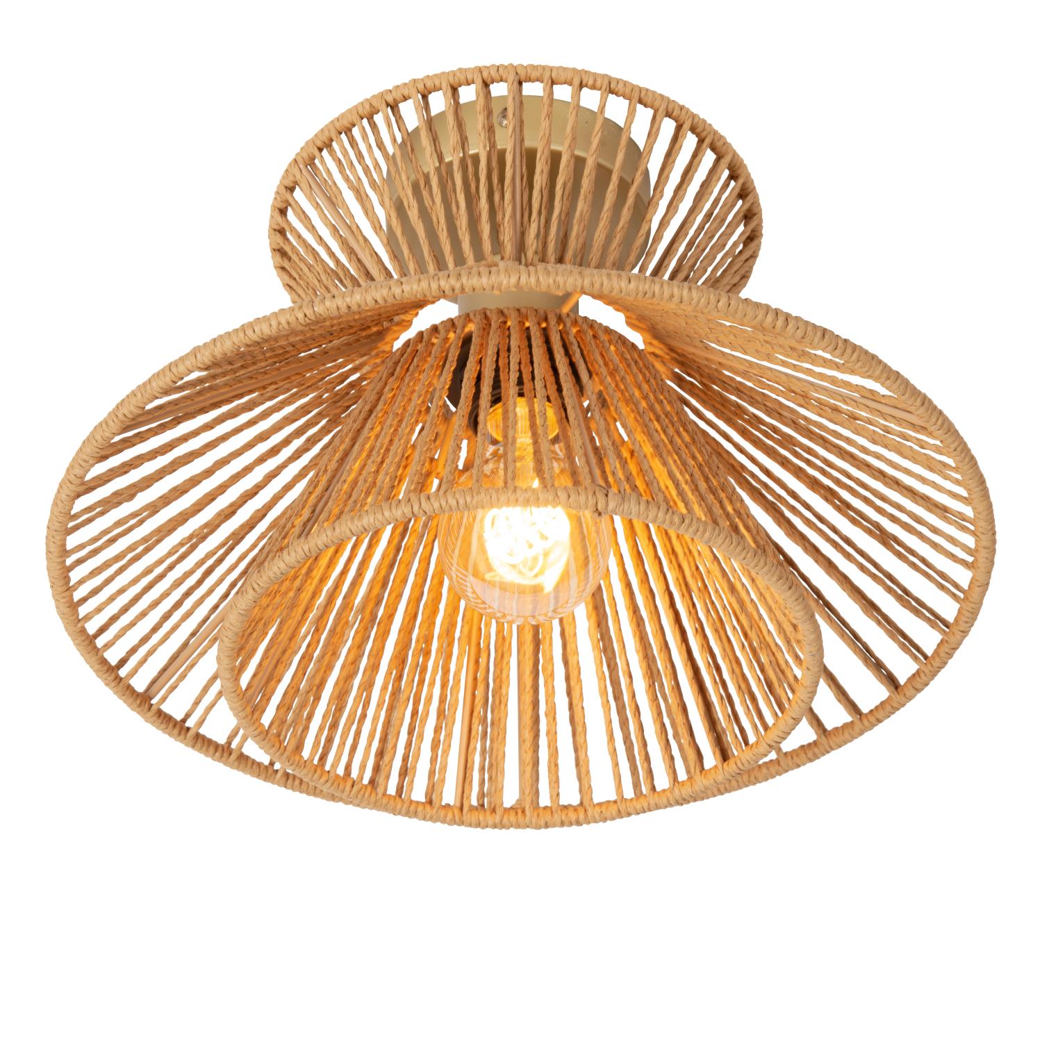 Lucide TASMAN - Plafonnière - Ø 32 cm - 1xE27 - Naturel - Afbeelding 5