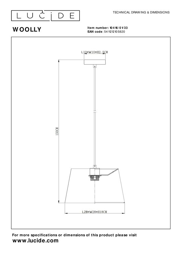 Lucide WOOLLY - Hanglamp - Ø 28 cm - 1xE27 - Groen - Afbeelding 8