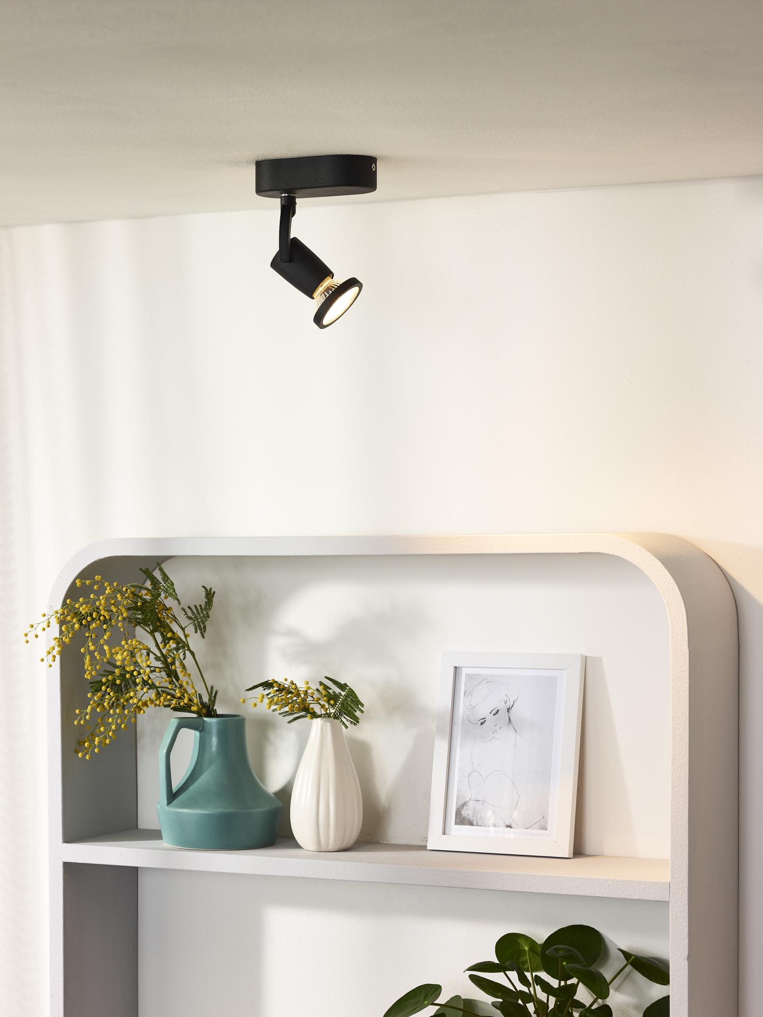 Lucide JASTER-LED - Plafondspot - LED - GU10 - 1x5W 2700K - Zwart - Afbeelding 3