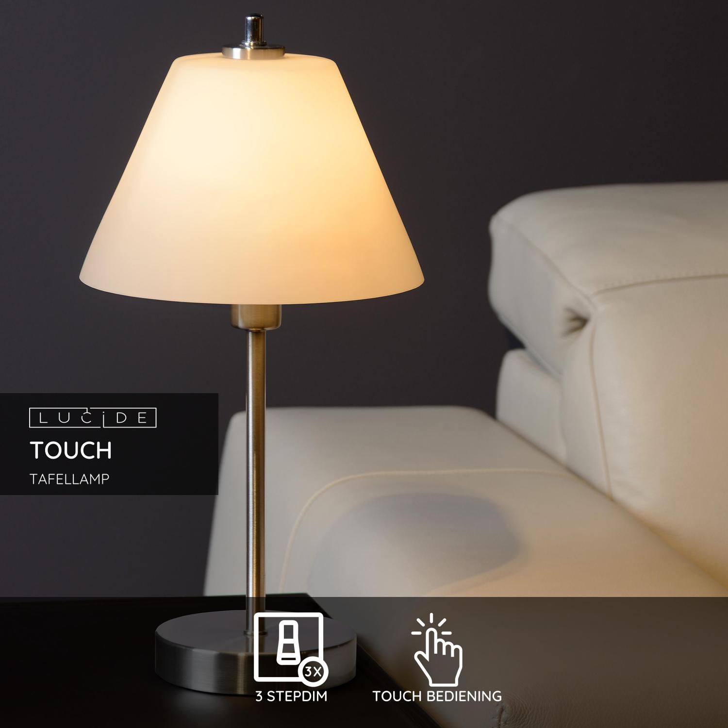Lucide TOUCH - Tafellamp - Ø 22 cm - 1xE14 - Mat chroom - Afbeelding 2
