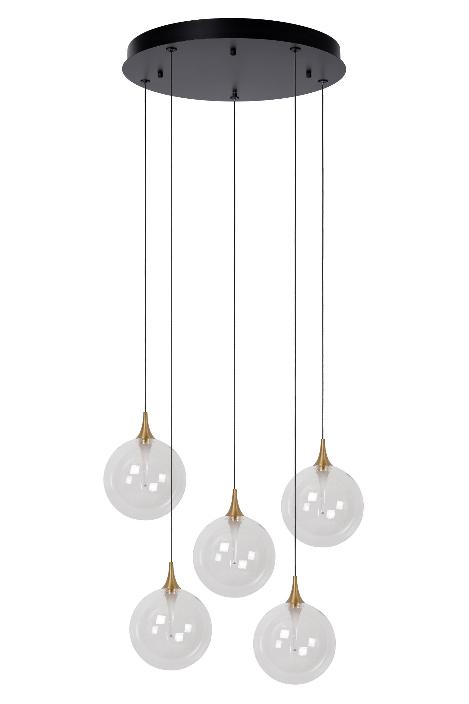 Lucide GISELA - Hanglamp - Ø 48 cm - LED Dimb. - 5x3,8W 2700K - Transparant - Afbeelding 2